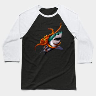 Shark Vs Octopus Baseball T-Shirt